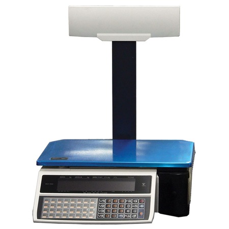 Retail label printing scale with pole display